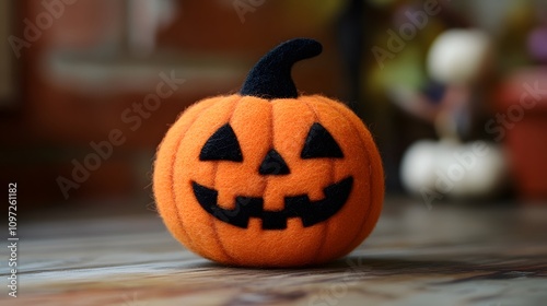 Felt stickers of a single halloween pumpkin accessories accessory jewelry. photo