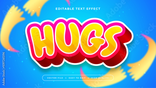 Yellow Red and Blue Hugs 3d Editable Text Effect - Font Style