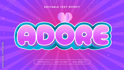 Purple Violet and Blue Adore 3d Editable Text Effect - Font Style