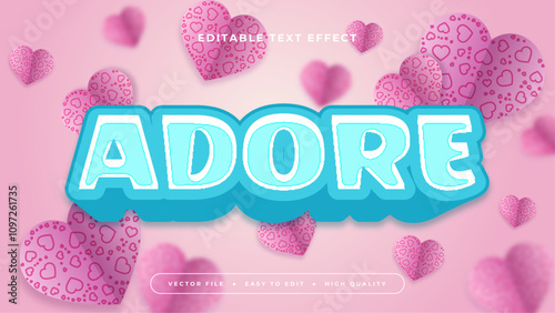 White aPink and Blue Adore 3d Editable Text Effect - Font Style