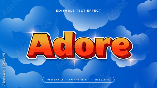 Orange Yellow and Blue Adore 3d Editable Text Effect - Font Style