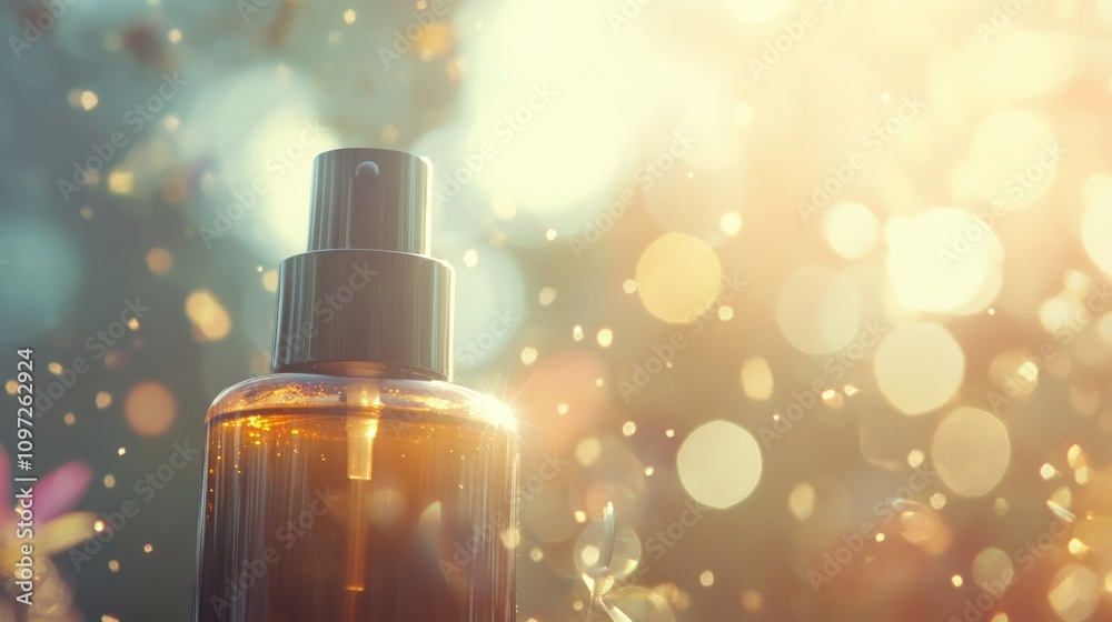 Amber Spray Bottle in Sunlit Festive Setting Amber Spray Bottle in Sunlit Festive Setting