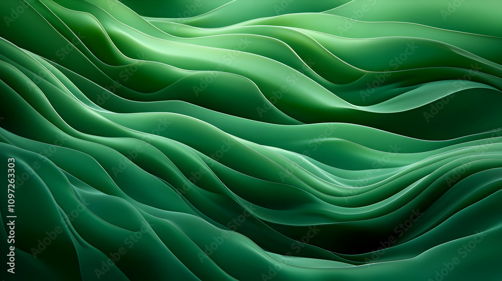 Obraz premium Abstract 3D Green Wave Background Illustration