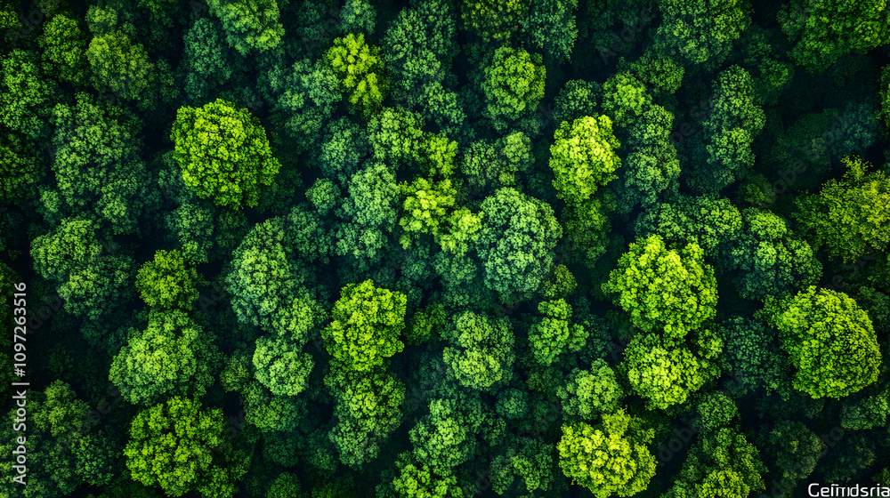 Naklejka premium Aerial View Green Forest Canopy