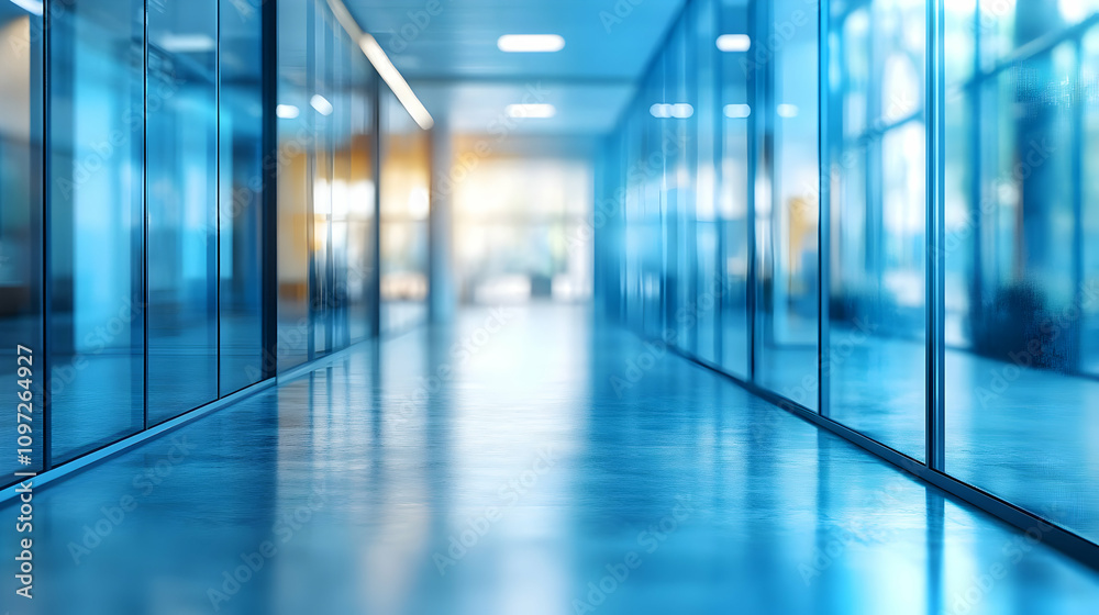 Blue Glass Corridor 3D Illustration Blue Glass Corridor 3D Illustration