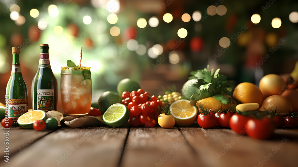 Refreshing Summer Cocktail 3D Illustration Refreshing Summer Cocktail 3D Illustration