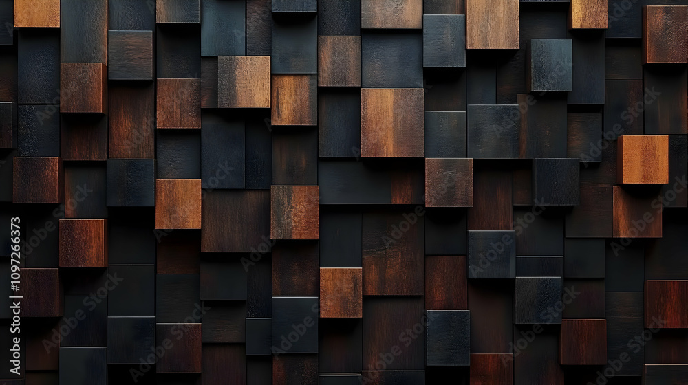 Dark Wood Cube Abstract 3D Background Dark Wood Cube Abstract 3D Background