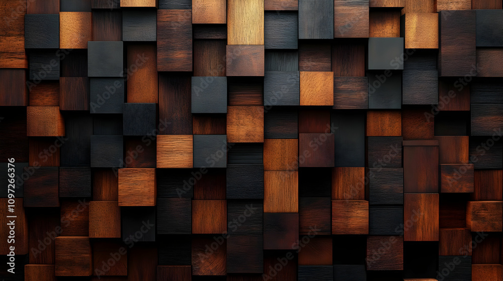 Abstract 3D Wooden Cube Background