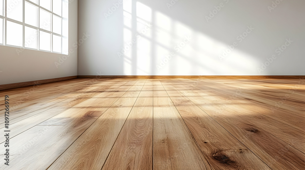 Sunlit Hardwood Floor 3D Render Sunlit Hardwood Floor 3D Render