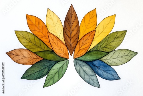 A watercolor painting of Ayurvedic herbs like basil, ginger, and turmeric arranged in a circular pattern photo