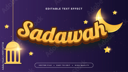 Blue Brown and Gold Sadaqah 3d Editable Text Effect - Font Style