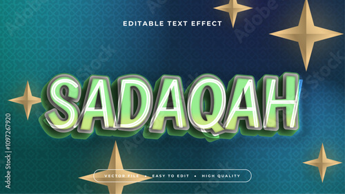 Green and Gold Sadaqah 3d Editable Text Effect - Font Style