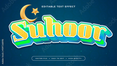 Blue Yellow and Green Suhoor 3d Editable Text Effect - Font Style