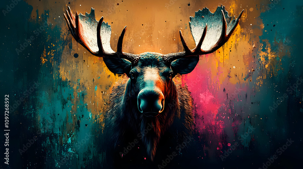 Moose Illustration Abstract Art Background Moose Illustration Abstract Art Background