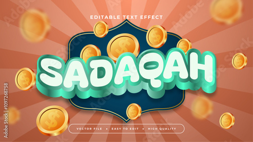 Gold White and Green Sadaqah 3d Editable Text Effect - Font Style