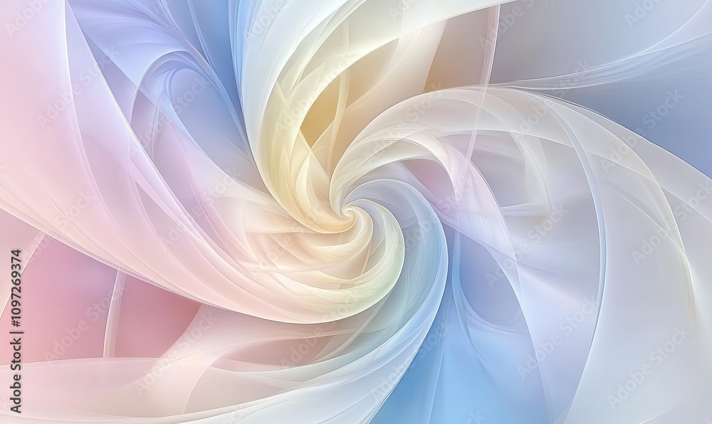 Fototapeta premium Abstract pastel swirl of flowing fabric, creating a soft, dreamy, and elegant design.