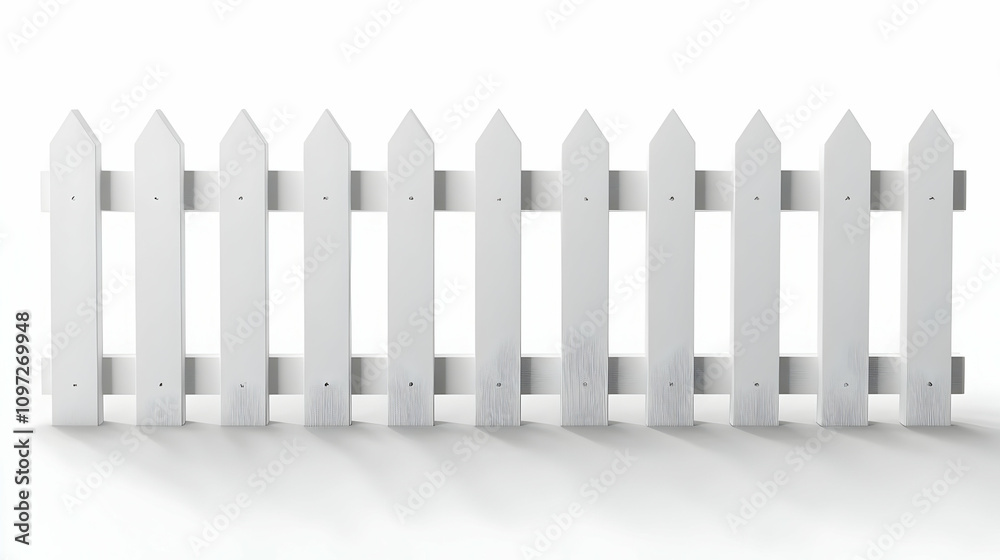 White Picket Fence 3D Render White Picket Fence 3D Render