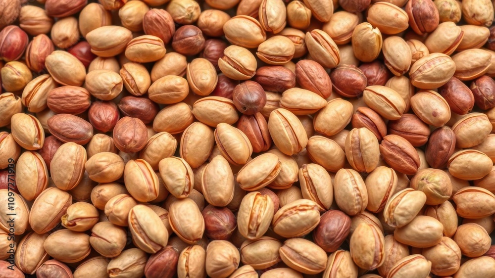 Close-up shot of assorted pistachios, including shelled and unshelled nuts, with a focus on their intricate textures and vibrant colors in natural lighting, pile, food Close-up shot of assorted pistachios, including shelled and unshelled nuts, with a focus on their intricate textures and vibrant colors in natural lighting, pile, food