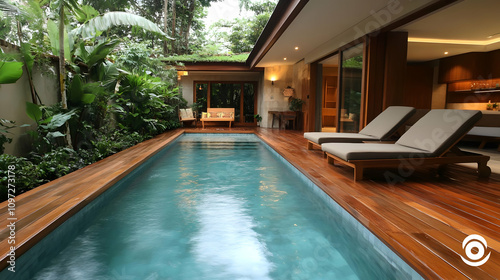 Wallpaper Mural Tropical Poolside Paradise:  Luxury Villa Illustration Torontodigital.ca