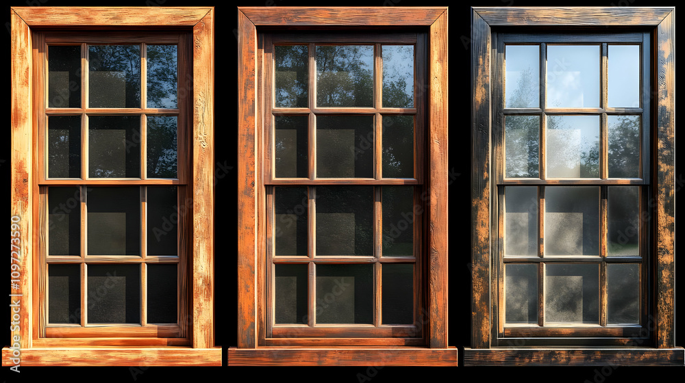 3D Render Rustic Wooden Windows Illustration 3D Render Rustic Wooden Windows Illustration