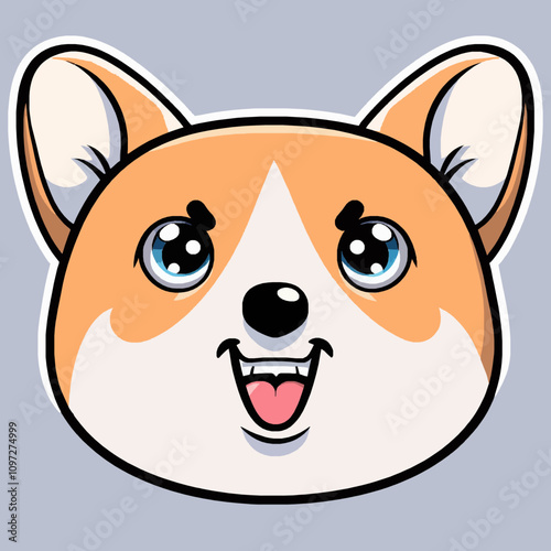 Cheerful Corgi Face Illustration Full of Playful Charm