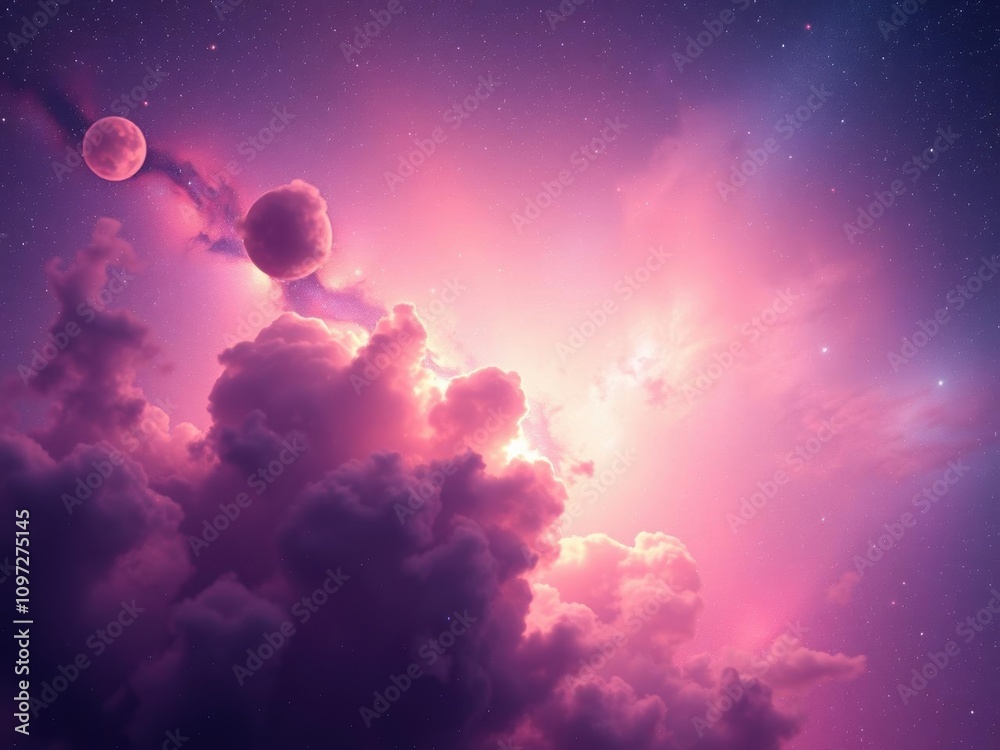 Vibrant deep space background with nebula clouds and twinkling stars, astronomy, serene