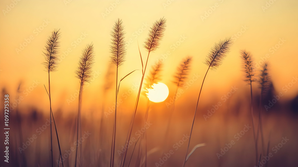 Sunset Grass Silhouette Image Sunset Grass Silhouette Image