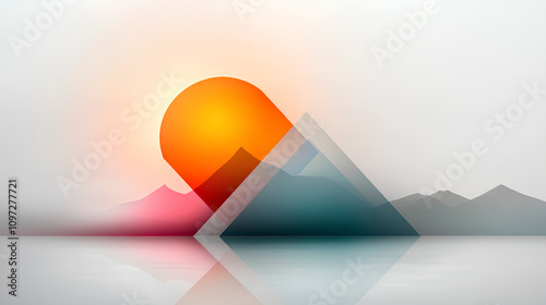 Abstract Minimalist Design with Colorful Glass Shape