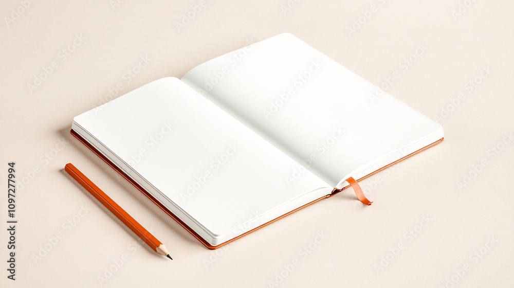 blank notebook and pencil on beige background blank notebook and pencil on beige background