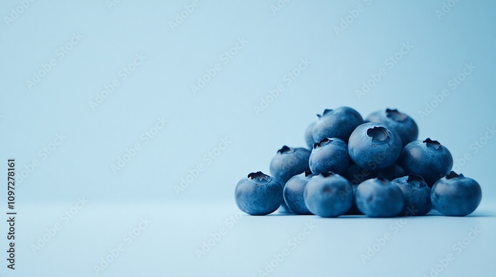 Fresh Blueberries on Blue Background Fresh Blueberries on Blue Background