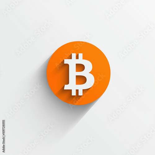 Minimalistic Bitcoin Logo in Bold Orange Circle Design, digital illustration