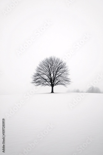 Lonely tree in snow