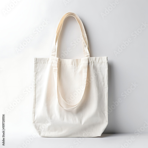 White Cotton eco bag, tote bag mock up Each one has a blank space, isolated on a white background, front view