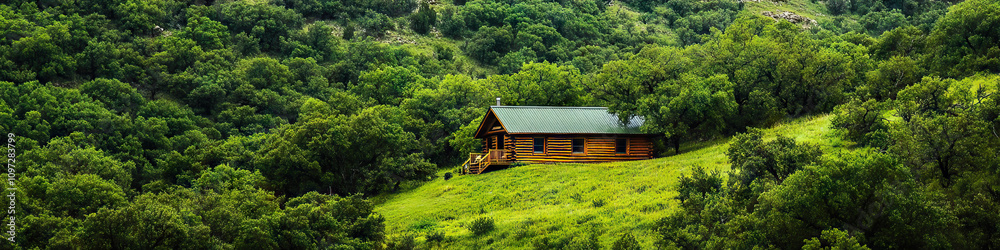 Hill Country Hideaway: A secluded log cabin nestled amongst the verdant hills of the Texas Hill Country. Hill Country Hideaway: A secluded log cabin nestled amongst the verdant hills of the Texas Hill Country.