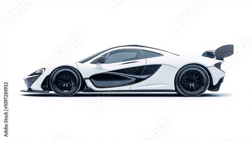 White Sports Car Side View
