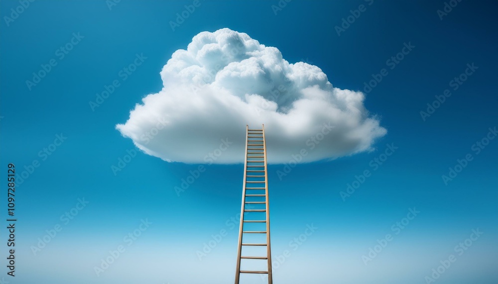 Ladder to the clouds. Reaching for dreams. Ladder to the clouds. Reaching for dreams.