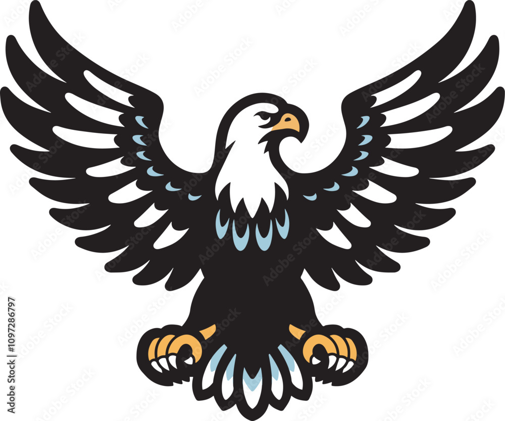 Fototapeta premium Black eagle with big wings design art