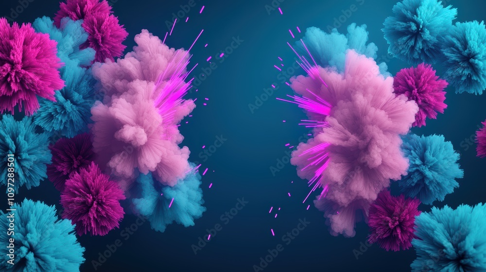 A kaleidoscopic explosion of neon colors and shapes, creating a mesmerizing and abstract visual experience with a sense of energy and movement. A kaleidoscopic explosion of neon colors and shapes, creating a mesmerizing and abstract visual experience with a sense of energy and movement.