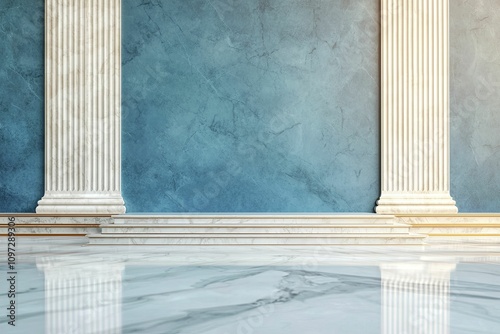 Wallpaper Mural Elegant classic style money interest rates central bank display on deep blue podium, front view focus, with polished marble and warm ambient lighting. Torontodigital.ca