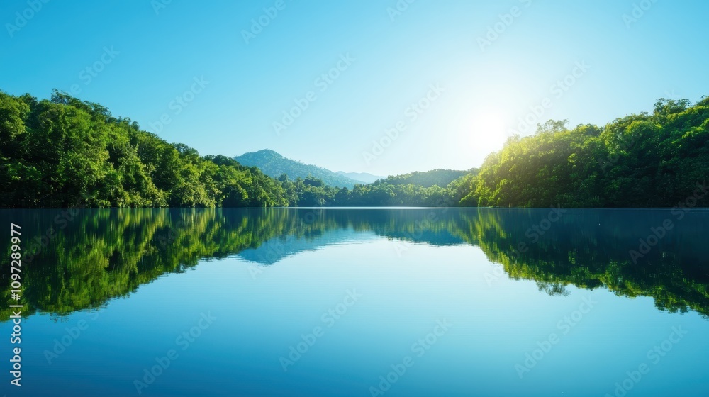 A serene lake surrounded by lush vegetation, its surface like a mirror reflecting the surrounding beauty, a haven for wildlife and a place of tranquility. A serene lake surrounded by lush vegetation, its surface like a mirror reflecting the surrounding beauty, a haven for wildlife and a place of tranquility.