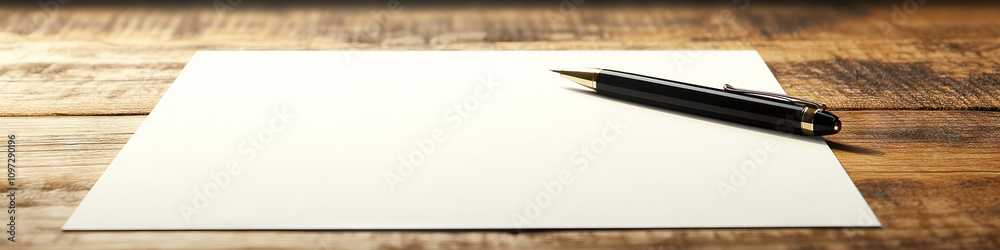An open, empty desk, with a single, clean sheet of paper and a stylish pen. An open, empty desk, with a single, clean sheet of paper and a stylish pen.