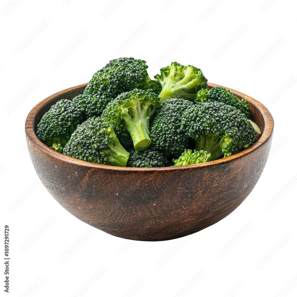 Delicious Bowl of Broccoli Florets Isolated on a Transparent Background