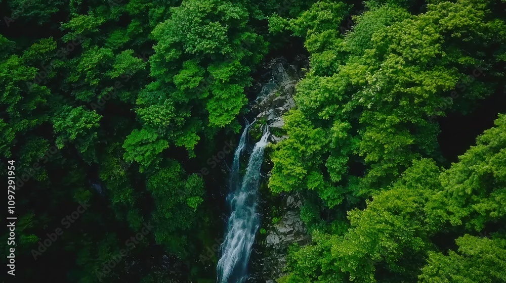 Exploring nature's beauty waterfall in lush green forest aerial view travel photography serene landscape vibrant flora Exploring nature's beauty waterfall in lush green forest aerial view travel photography serene landscape vibrant flora