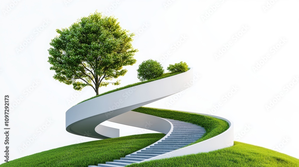 Obraz premium A spiral path leading upwards, symbolizing personal growth, self discovery, and the pursuit of knowledge.