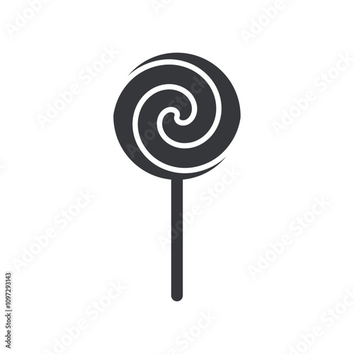 Isolated pictogram sign lollipop candy, sweets with stick for food and meals icon, Christmas graphic element