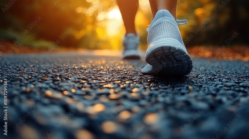 Sunset Jogging: A Runner's Silhouette at Golden Hour Sunset Jogging: A Runner's Silhouette at Golden Hour