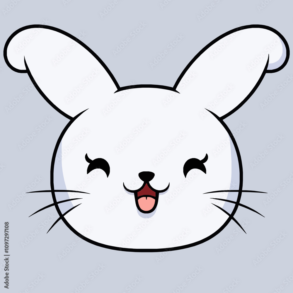 Cheerful Cartoon Bunny Face with Playful Expression Cheerful Cartoon Bunny Face with Playful Expression