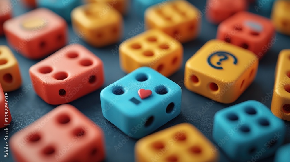 Colorful Blocks with Emojis: A 3D Render of Playful Cubes Colorful Blocks with Emojis: A 3D Render of Playful Cubes
