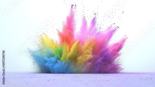 Vibrant Rainbow Powder Explosion: A Colorful Burst of Energy photo