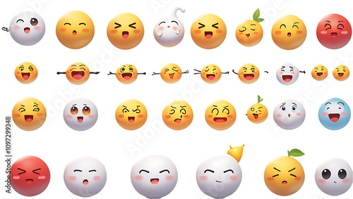 Cute Emojis icon set: 3D Emoticons Collection